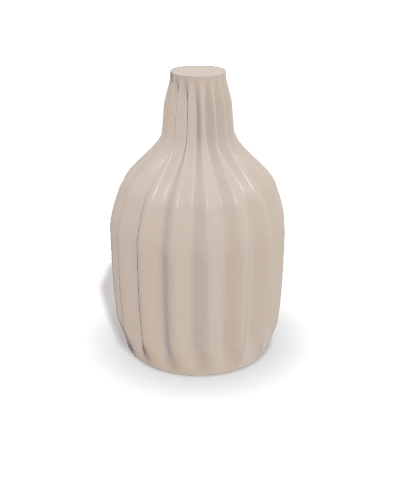 A fluted bottle shaped with the Free flute pattern