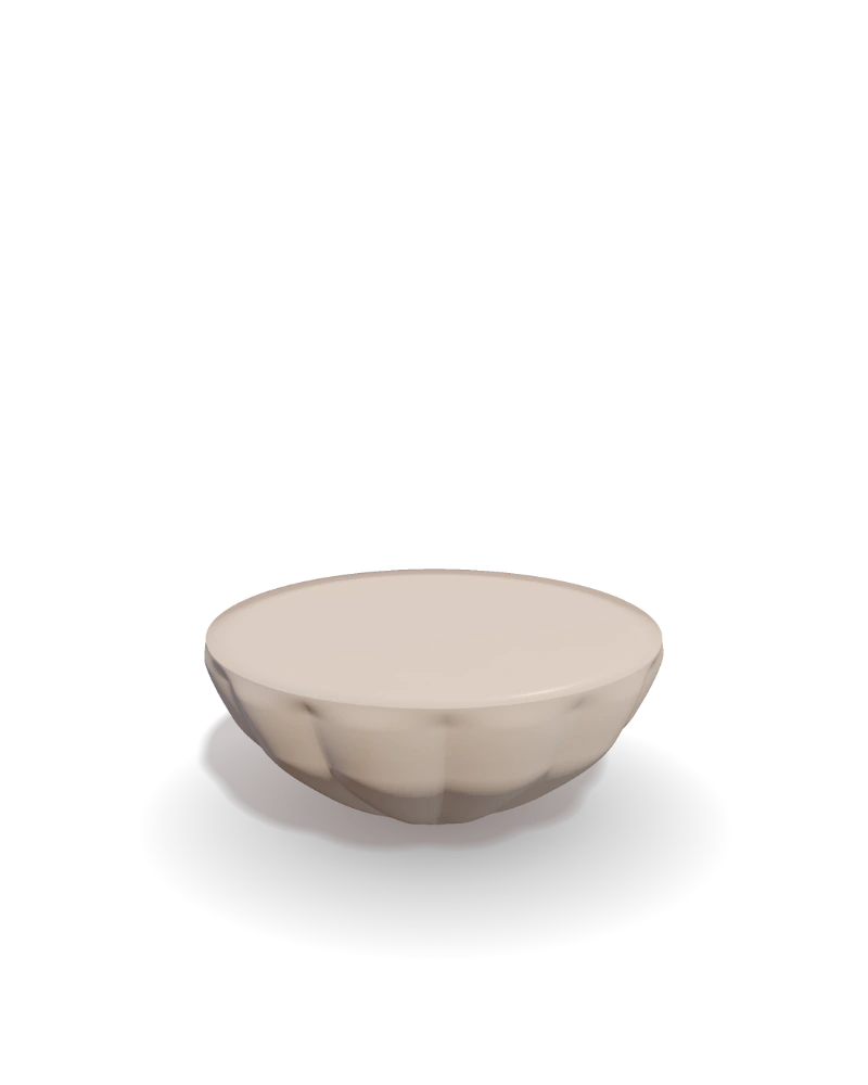 A low melon bowl with rounded vertical ribs