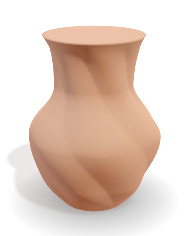 A vessel with a roped surface, rendered in fired clay